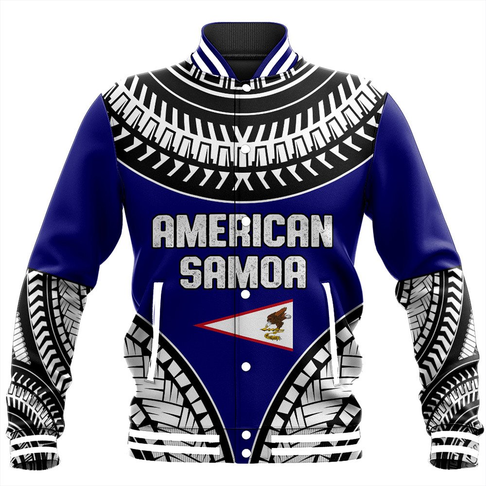 Wonder Print Shop Jacket - American Samoa Tattoo Chief Baseball Jacket LT10 - Wonder Print Shop