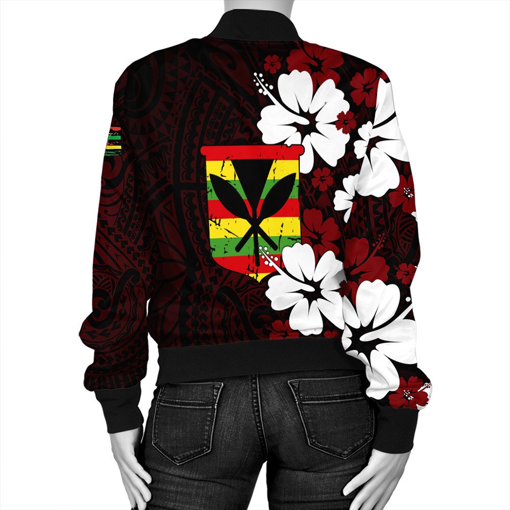 Wonder Print Shop Jacket - Hawaii Kanaka Hibiscus Style Bomber Jacket LT10 - Wonder Print Shop