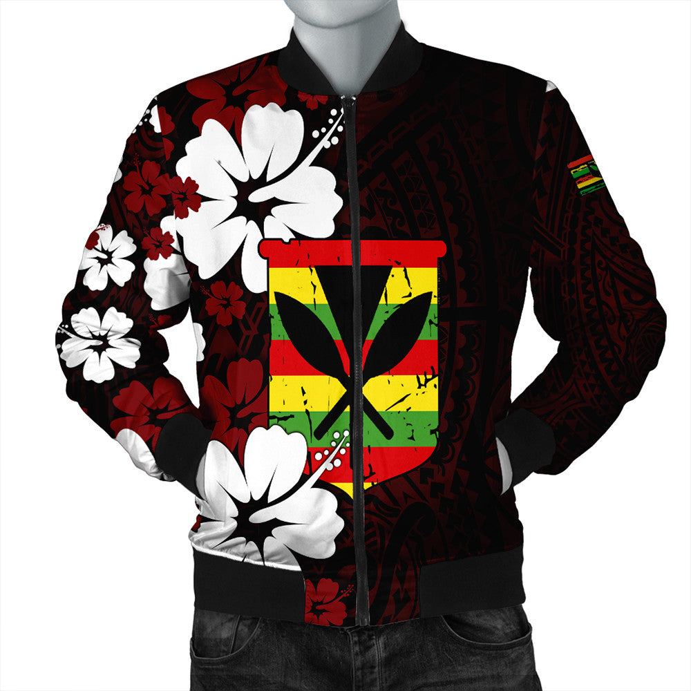 Wonder Print Shop Jacket - Hawaii Kanaka Hibiscus Style Bomber Jacket LT10 - Wonder Print Shop