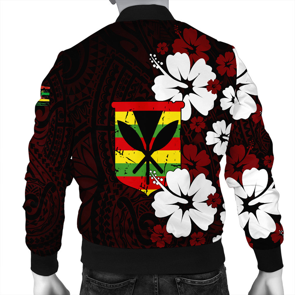 Wonder Print Shop Jacket - Hawaii Kanaka Hibiscus Style Bomber Jacket LT10 - Wonder Print Shop