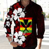 Wonder Print Shop Long Sleeve Button Shirt - Hawaii Kanaka Hibiscus Style Long Sleeve Button Shirt LT10 - Wonder Print Shop