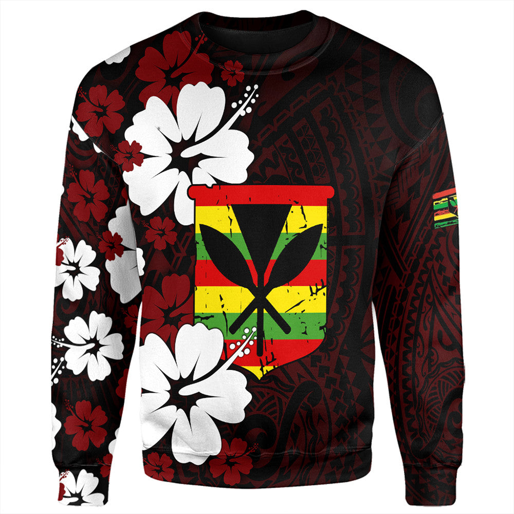 Wonder Print Shop Sweatshirt - Hawaii Kanaka Hibiscus Style Sweatshirt LT10 - Wonder Print Shop
