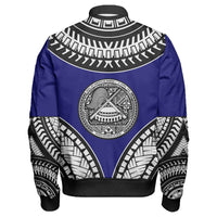 Wonder Print Shop Jacket - American Samoa Tattoo Chief Sleeve Zip Bomber Jacket LT10 - Wonder Print Shop