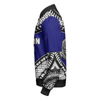 Wonder Print Shop Jacket - American Samoa Tattoo Chief Sleeve Zip Bomber Jacket LT10 - Wonder Print Shop