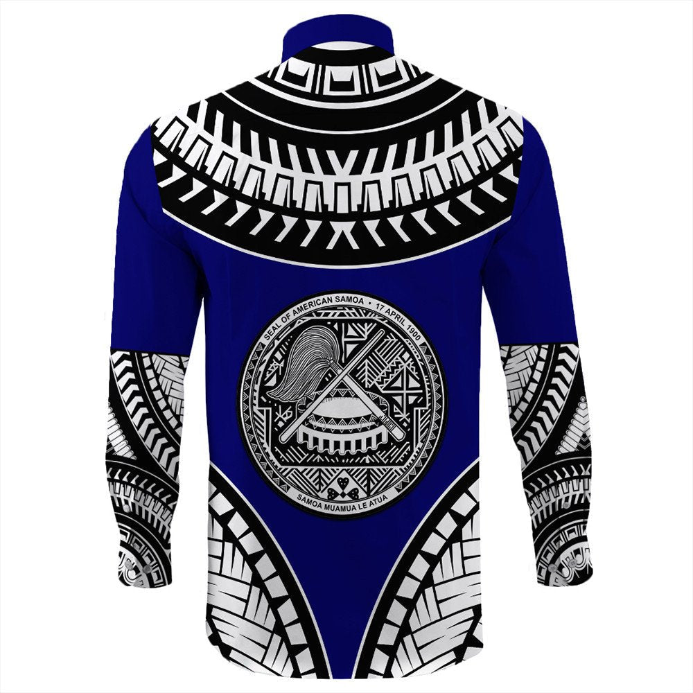 Wonder Print Shop Long Sleeve Button Shirt - American Samoa Tattoo Chief Long Sleeve Button Shirt LT10 - Wonder Print Shop