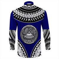 Wonder Print Shop Long Sleeve Button Shirt - American Samoa Tattoo Chief Long Sleeve Button Shirt LT10 - Wonder Print Shop