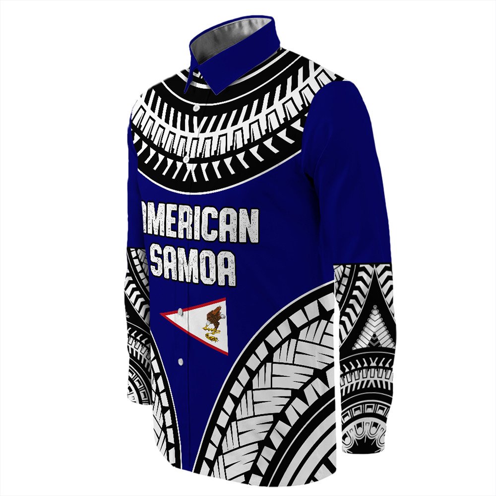 Wonder Print Shop Long Sleeve Button Shirt - American Samoa Tattoo Chief Long Sleeve Button Shirt LT10 - Wonder Print Shop