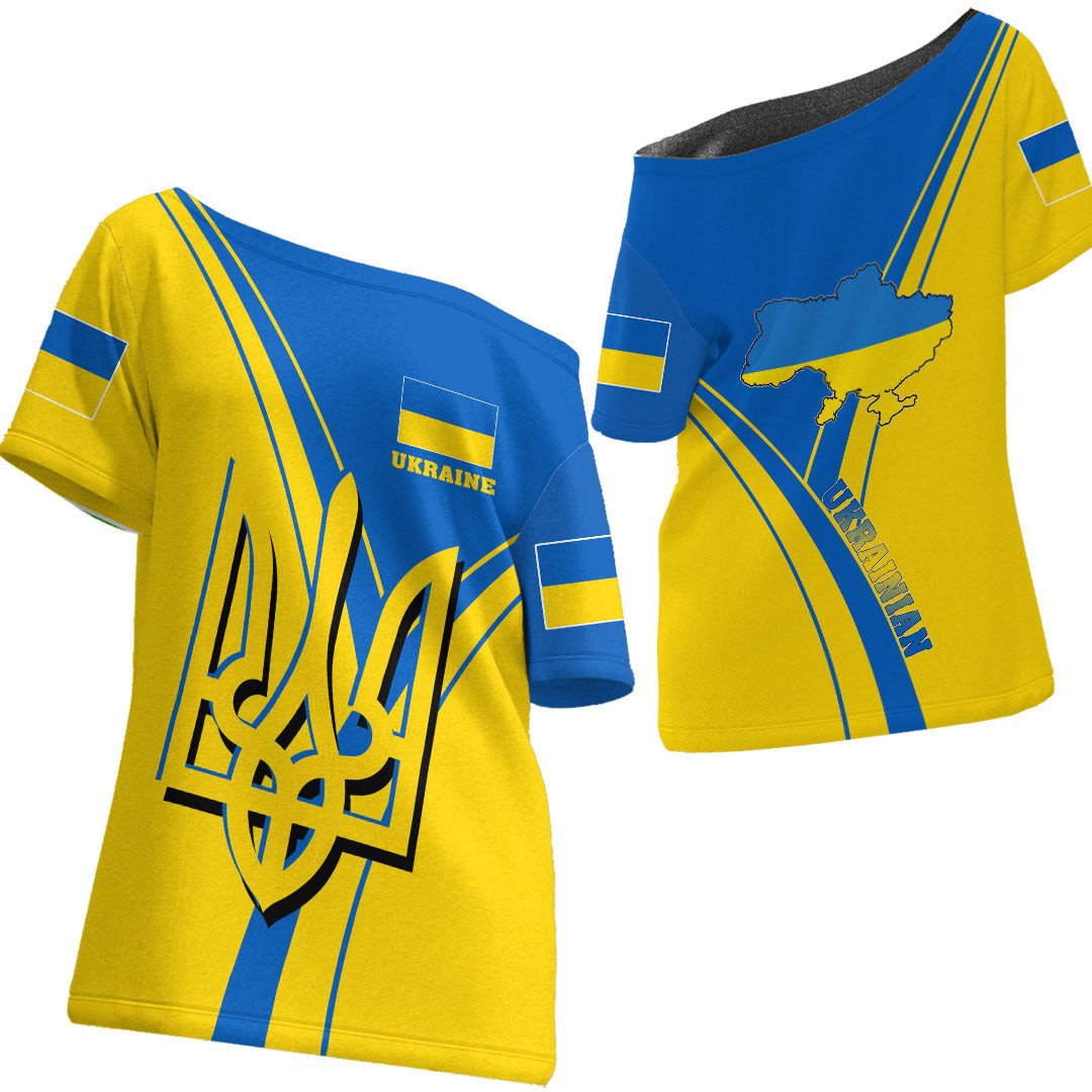 Ukraine Pride Off Shoulder T shirt RLT7 - Wonder Print Shop