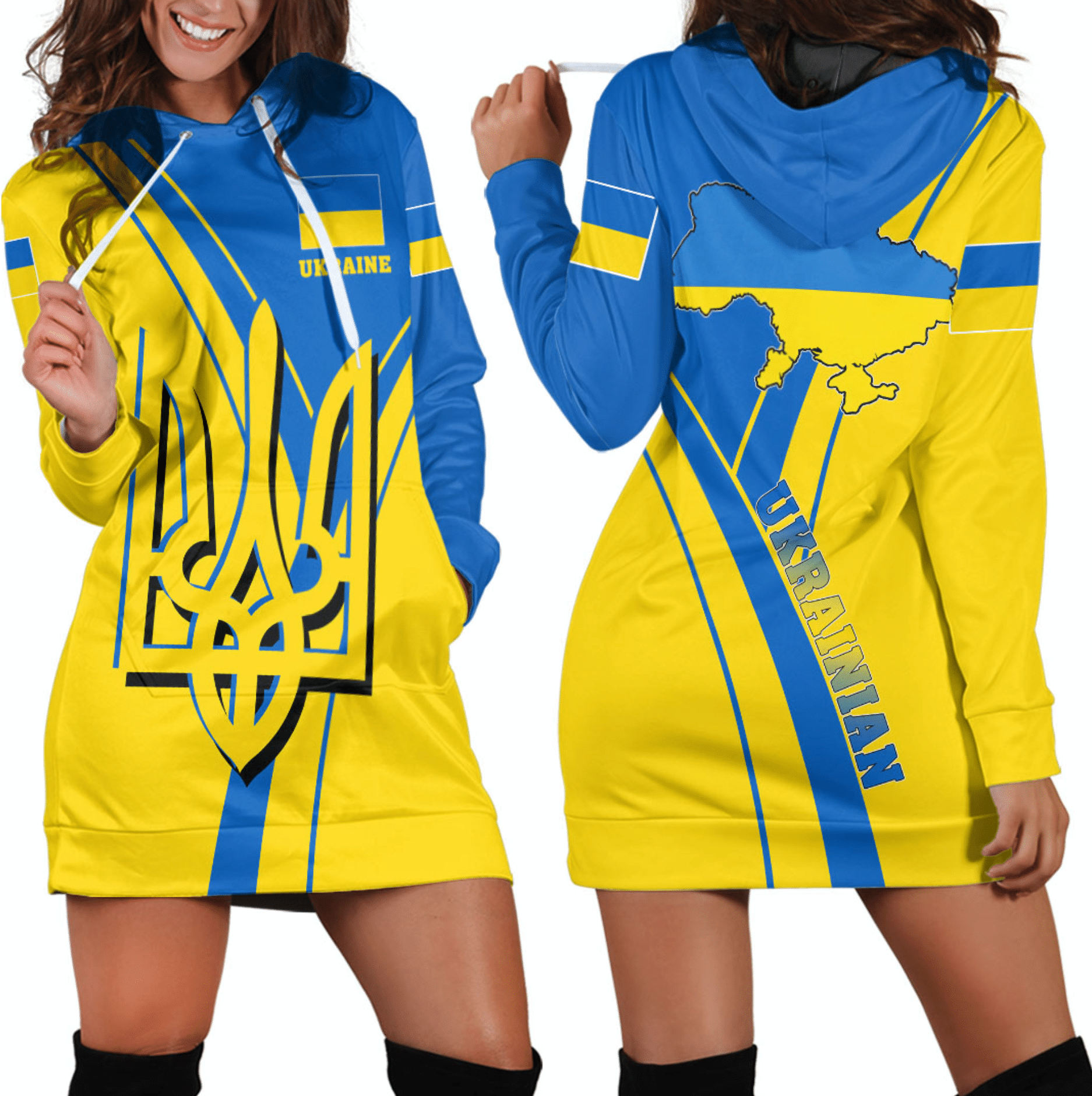 Ukraine Pride Hoodie Dress RLT7 - Wonder Print Shop