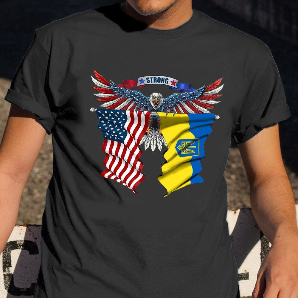 African T Shirt Stand With Ukraine American Eagle United For Ukraine T Shirt - Wonder Print Shop