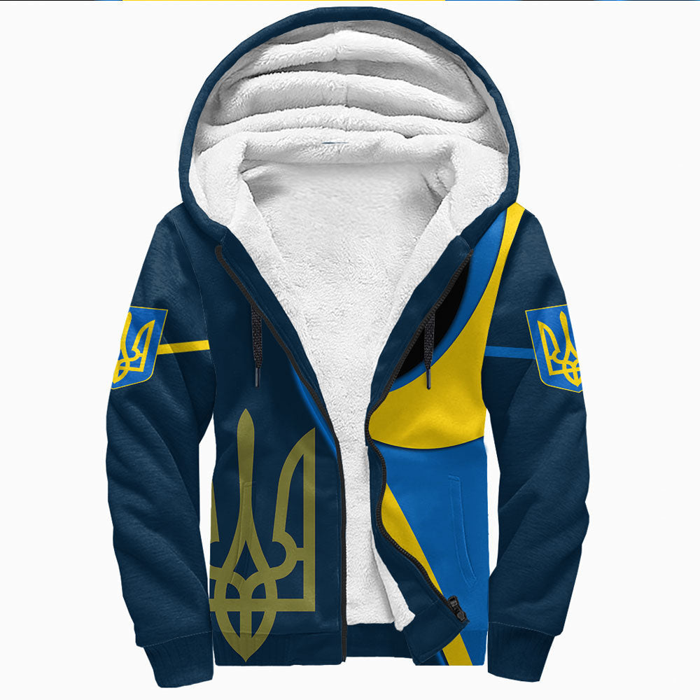 Ukraine Gold Trident Flag Coloury Fashion Sherpa Hoodies RLT7 - Wonder Print Shop