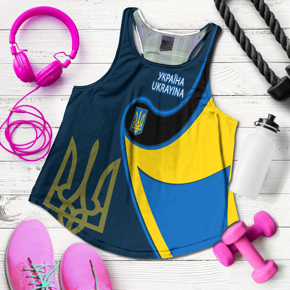 Ukraine Gold Trident Flag Coloury Fashion Racerback Tank RLT7 - Wonder Print Shop