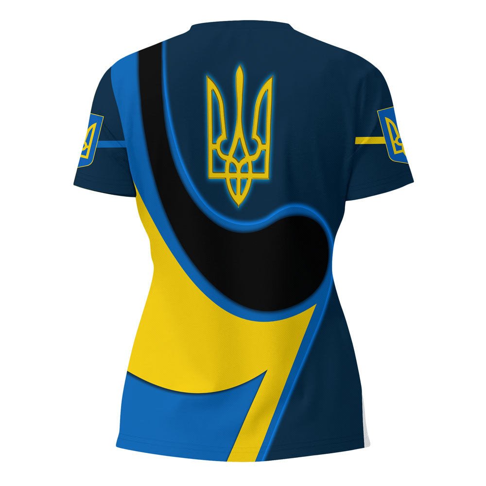 Ukraine Gold Trident Flag Coloury Fashion V Neck T shirt RLT7 - Wonder Print Shop