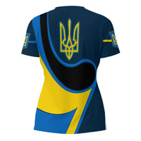 Ukraine Gold Trident Flag Coloury Fashion V Neck T shirt RLT7 - Wonder Print Shop