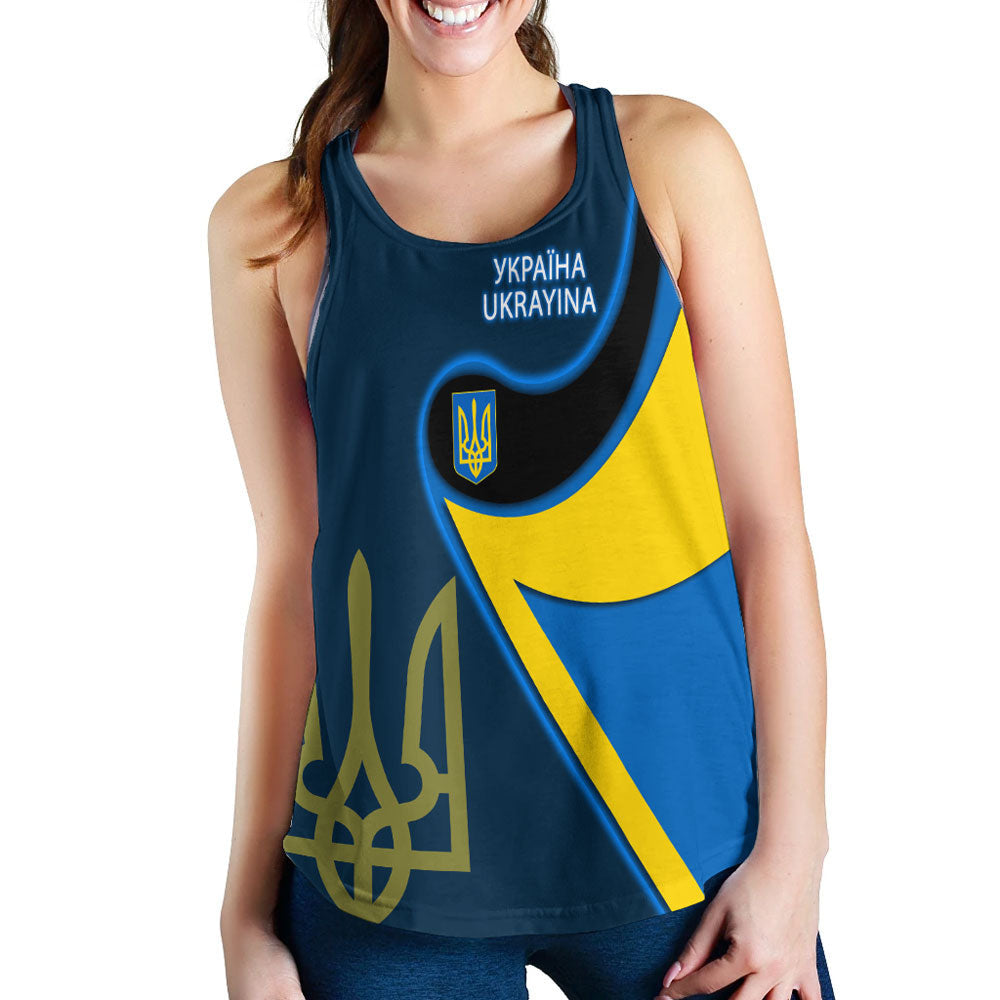 Ukraine Gold Trident Flag Coloury Fashion Racerback Tank RLT7 - Wonder Print Shop