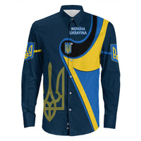 Ukraine Gold Trident Flag Coloury Fashion Long Sleeve Button Shirt RLT7 - Wonder Print Shop