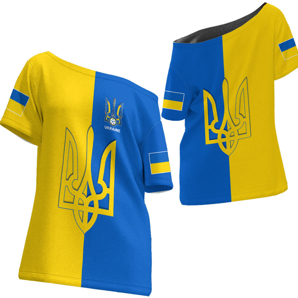 Ukraine Football Off Shoulder T shirt RLT7 - Wonder Print Shop