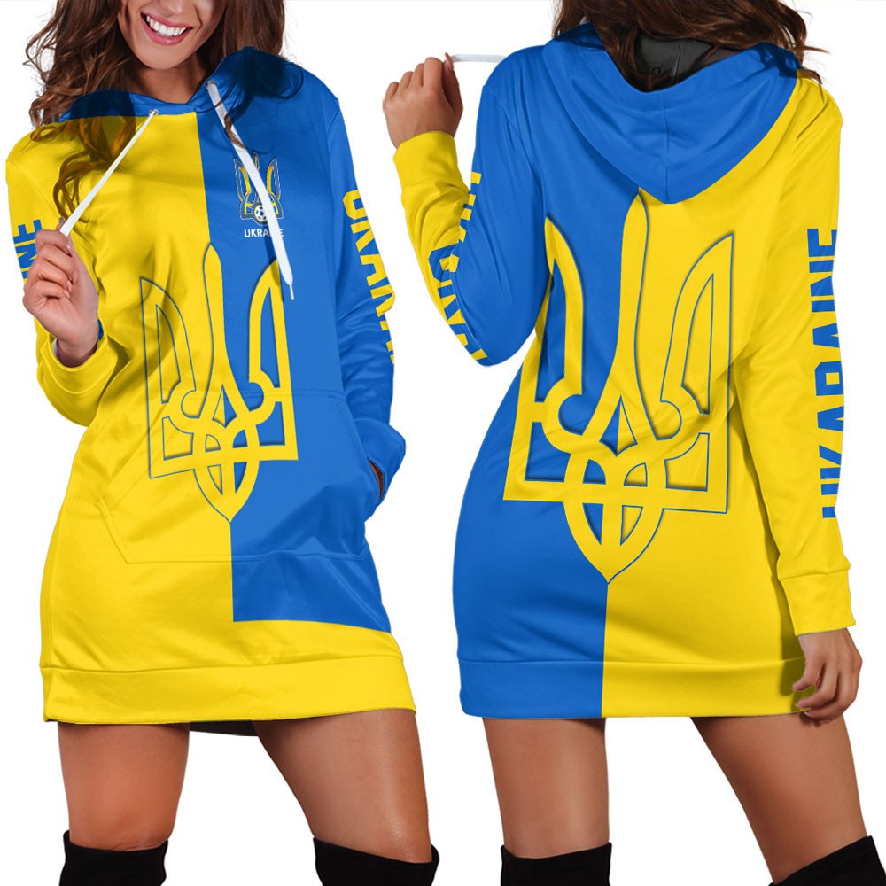 Ukraine Football Hoodie Dress RLT7 - Wonder Print Shop