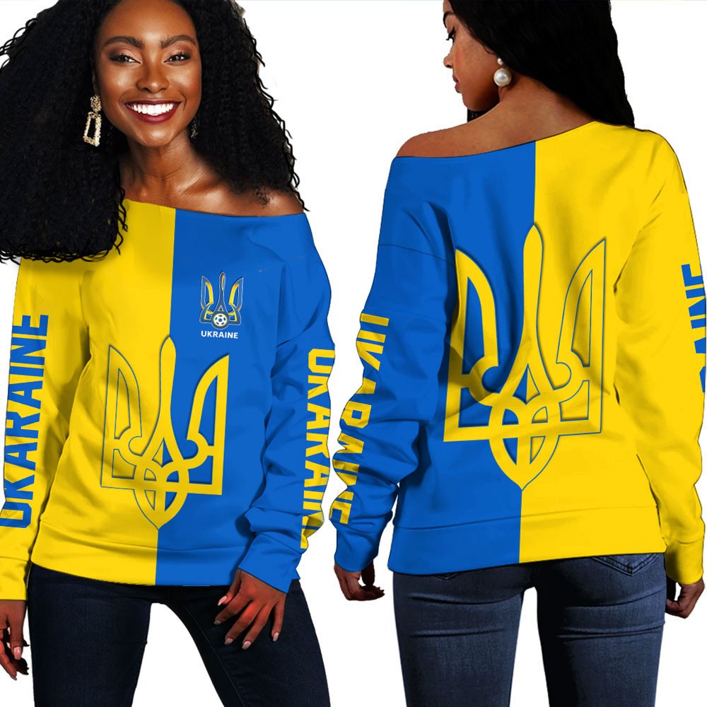 Ukraine Football Off Shoulder Sweaters RLT7 - Wonder Print Shop
