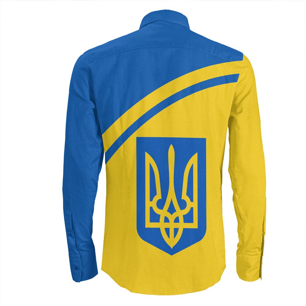 Ukraine Curve Style Long Sleeve Button Shirt RLT7 - Wonder Print Shop