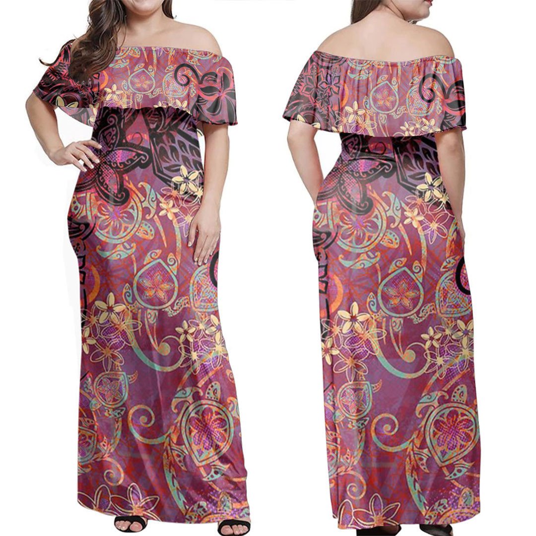 polynesian-dress-polynesian-turtle-collage-off-shoulder-long-dress