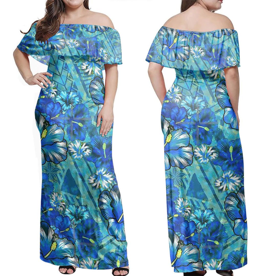 polynesian-dress-polynesian-old-tribal-blue-hibiscus-pattern-off-shoulder-long-dress