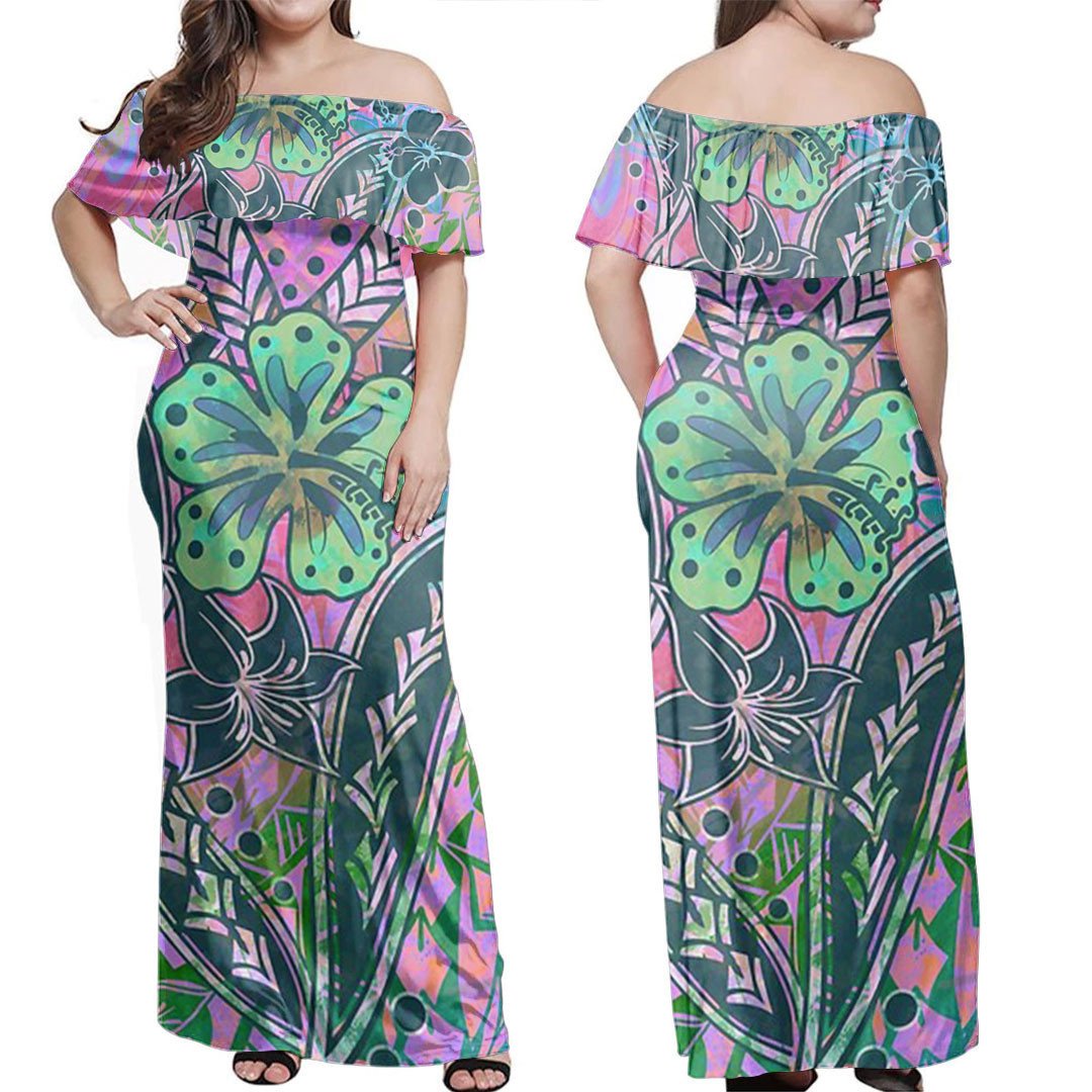 polynesian-dress-hibiscus-watercolor-tribal-floral-off-shoulder-long-dress