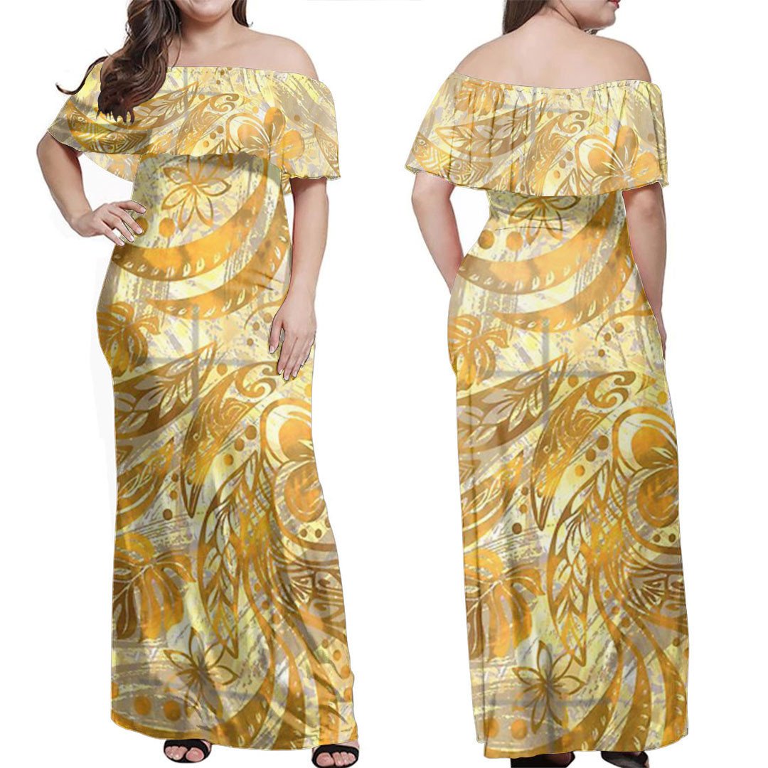 polynesian-dress-polynesian-painted-golden-off-shoulder-long-dress