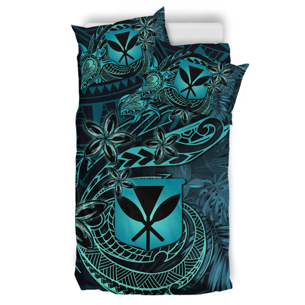 Wonder Print Shop Home Set - Hawaii Kanaka Maoli Turquoise Tiare Honu Bedding Set Duvet Cover and Pillow Cases LT10 - Wonder Print Shop