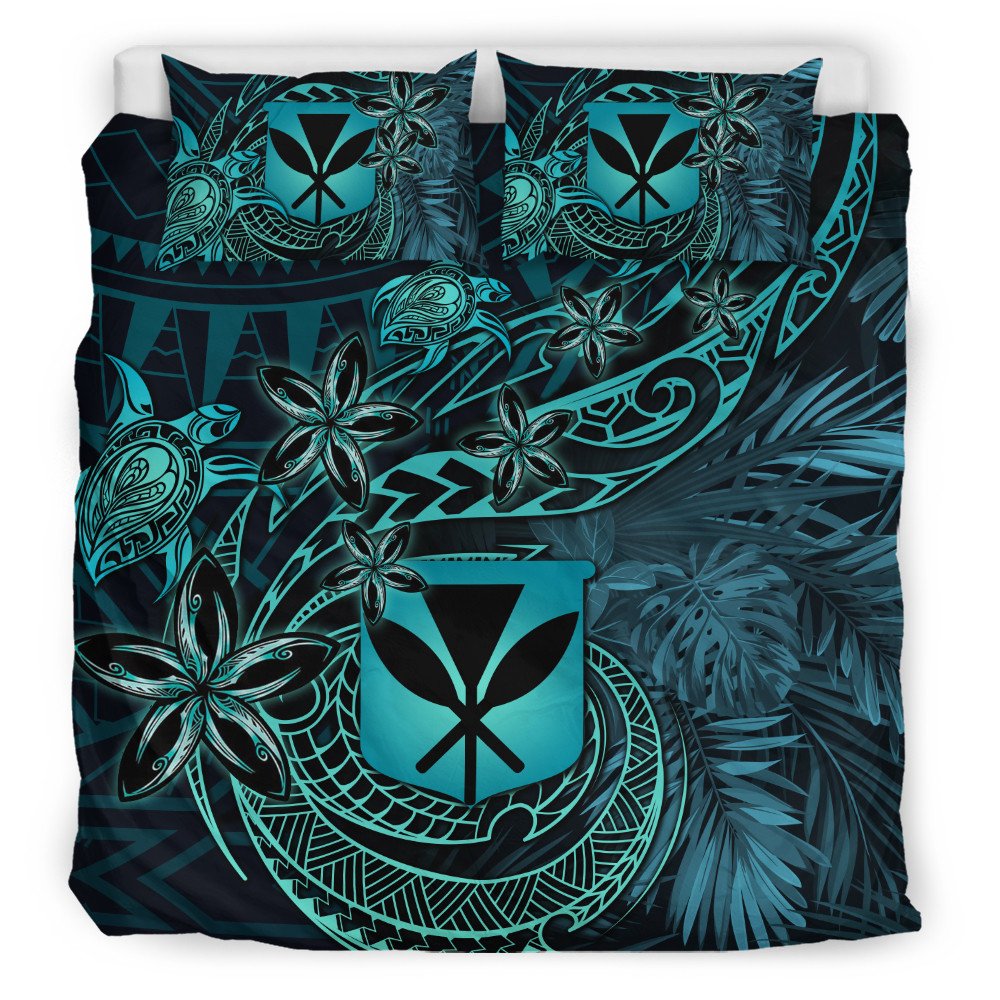 Wonder Print Shop Home Set - Hawaii Kanaka Maoli Turquoise Tiare Honu Bedding Set Duvet Cover and Pillow Cases LT10 - Wonder Print Shop