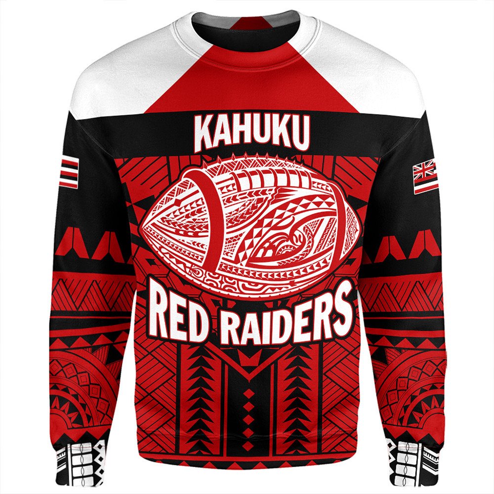 Wonder Print Shop Sweatshirt - Personalized Hawaiian High Kahuku Red Raiders Football Sweatshirt LT10 - Wonder Print Shop