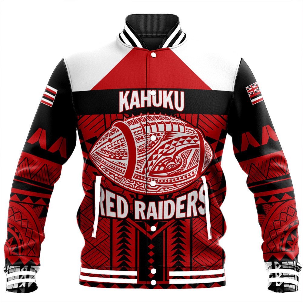 Wonder Print Shop Jacket - Personalized Hawaiian High Kahuku Red Raiders Football Baseball Jacket LT10 - Wonder Print Shop
