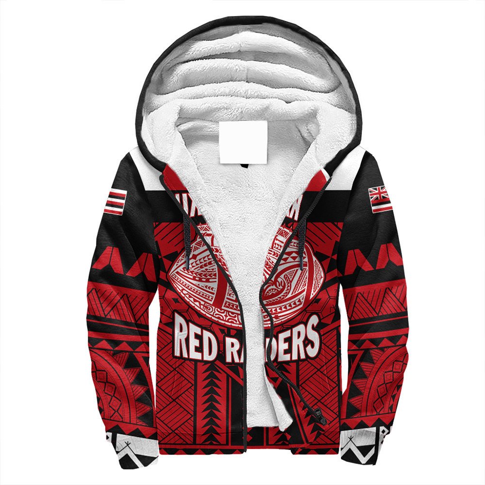 Wonder Print Shop Hoodie - Personalized Hawaiian High Kahuku Red Raiders Football Sherpa Hoodie LT10 - Wonder Print Shop