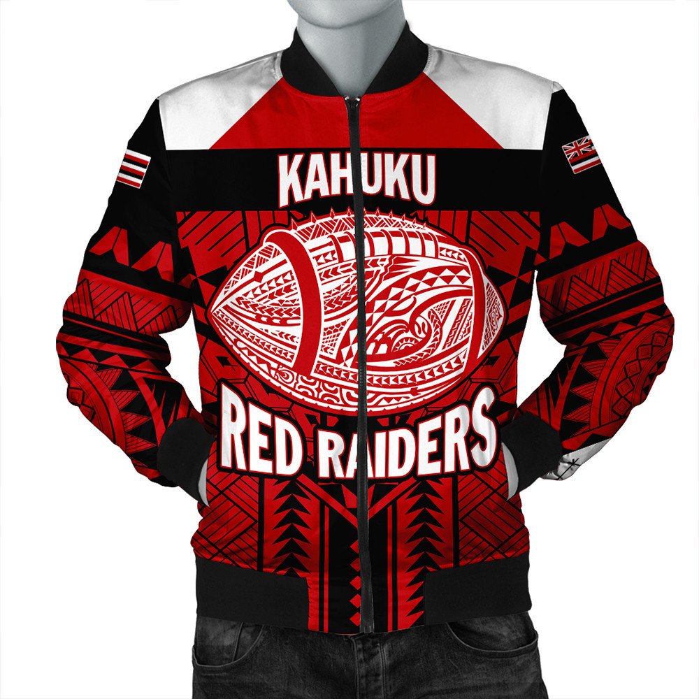 Wonder Print Shop Jacket - Personalized Hawaiian High Kahuku Red Raiders Football Bomber Jacket LT10 - Wonder Print Shop