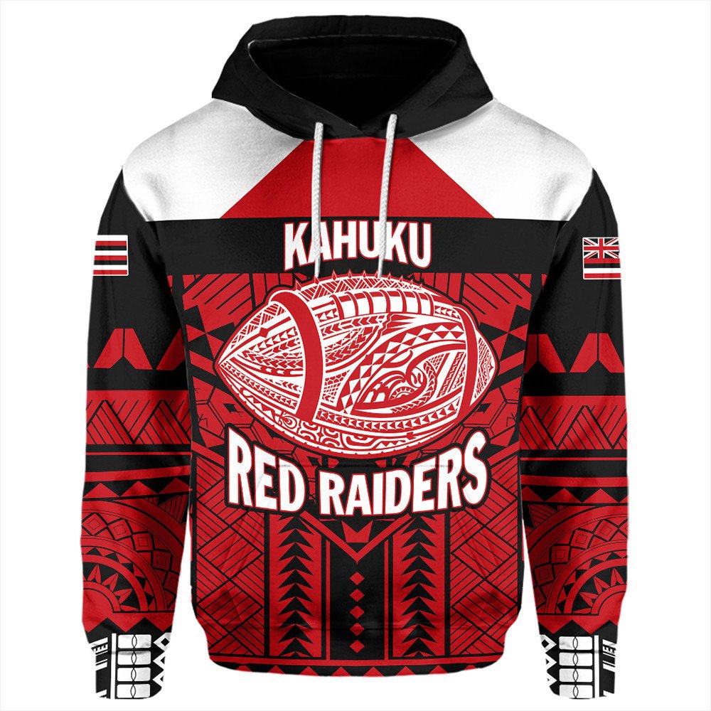 Polynesian Hoodie Custom Hawaiian High Kahuku Red Raiders Football Hoodie LT10 - Wonder Print Shop