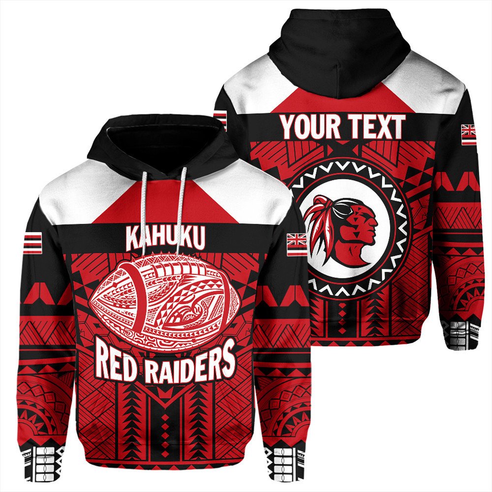 Polynesian Hoodie Custom Hawaiian High Kahuku Red Raiders Football Hoodie LT10 - Wonder Print Shop