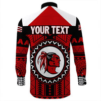 Wonder Print Shop Shirt - Personalized Hawaiian High Kahuku Red Raiders Football Long Sleeve Button Shirt LT10 - Wonder Print Shop