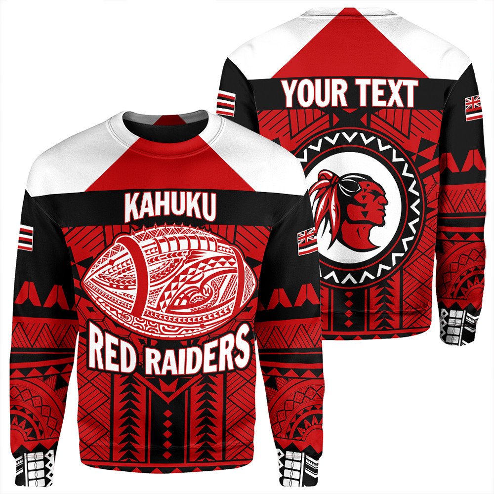 Wonder Print Shop Sweatshirt - Personalized Hawaiian High Kahuku Red Raiders Football Sweatshirt LT10 - Wonder Print Shop
