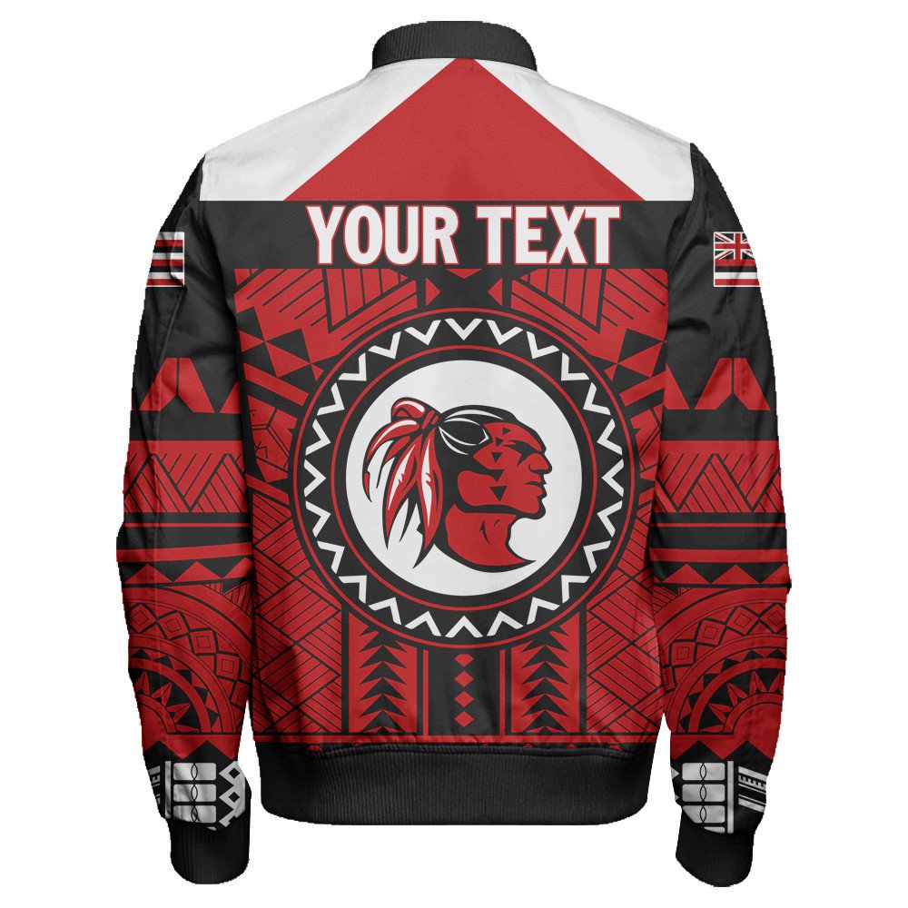 Wonder Print Shop Jacket - Personalized Hawaiian High Kahuku Red Raiders Football Sleeve Zip Bomber Jacket LT10 - Wonder Print Shop