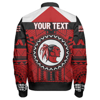 Wonder Print Shop Jacket - Personalized Hawaiian High Kahuku Red Raiders Football Sleeve Zip Bomber Jacket LT10 - Wonder Print Shop