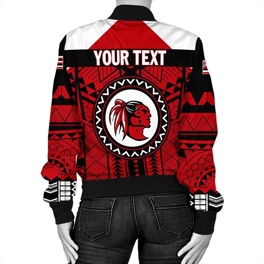 Wonder Print Shop Jacket - Personalized Hawaiian High Kahuku Red Raiders Football Bomber Jacket LT10 - Wonder Print Shop