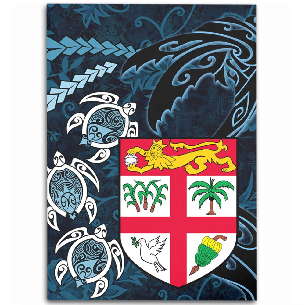 Wonder Print Shop Home Set - Fiji Coat of Arms Turtle Palm Tree Area Rug LT10 - Wonder Print Shop