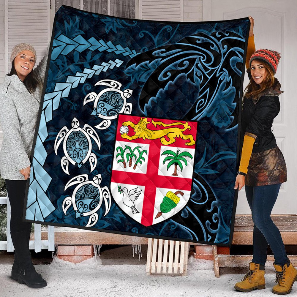 Wonder Print Shop Home Set - Fiji Coat of Arms Turtle Palm Tree Quilt LT10 - Wonder Print Shop