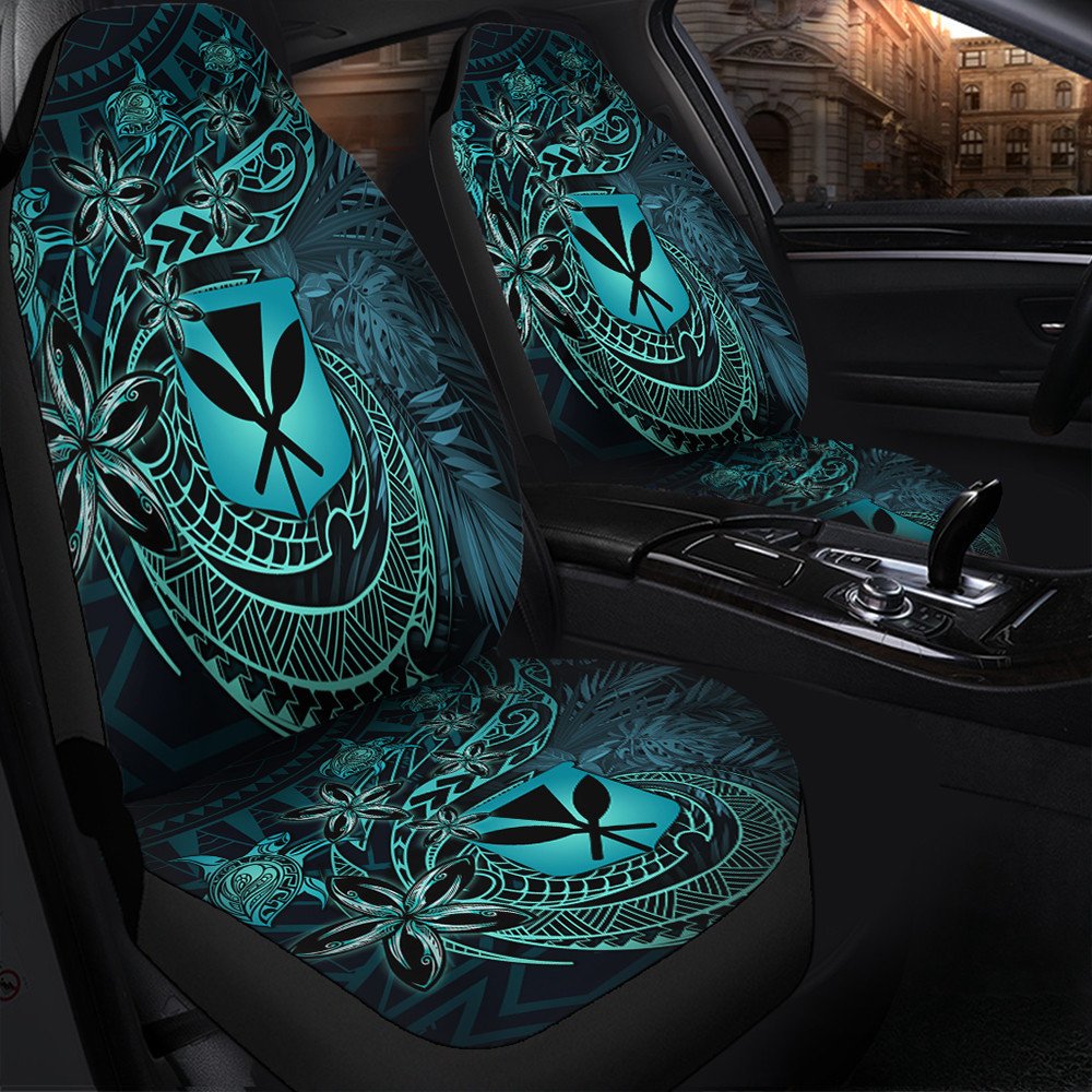 Wonder Print Shop Car Accessories - Hawaii Kanaka Maoli Turquoise Tiare Honu Car Seat Covers LT10 - Wonder Print Shop