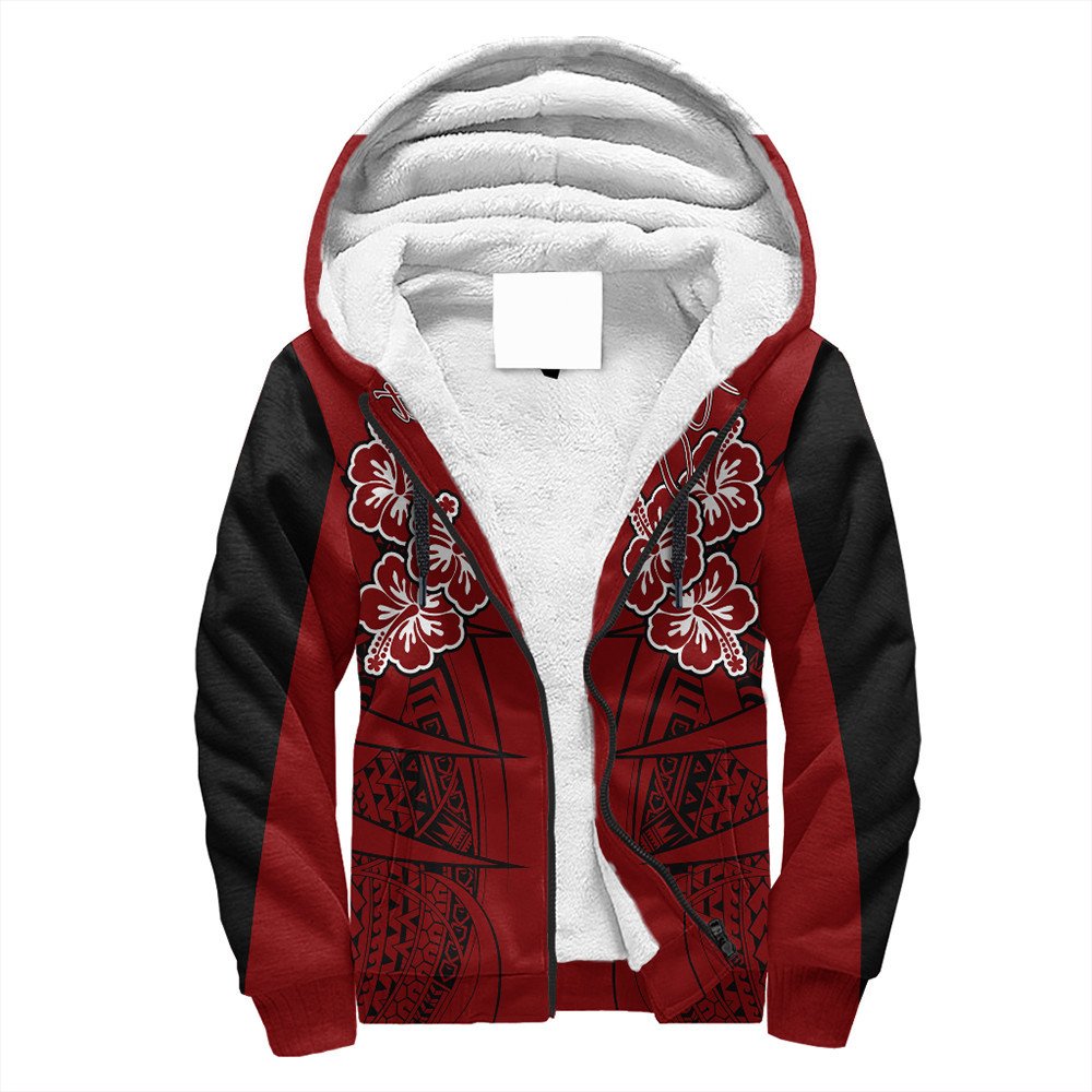 Polynesian Hoodie Personalized Hawaii Spearhead Hibiscus Polynesian Sherpa Hoodie LT10 - Wonder Print Shop