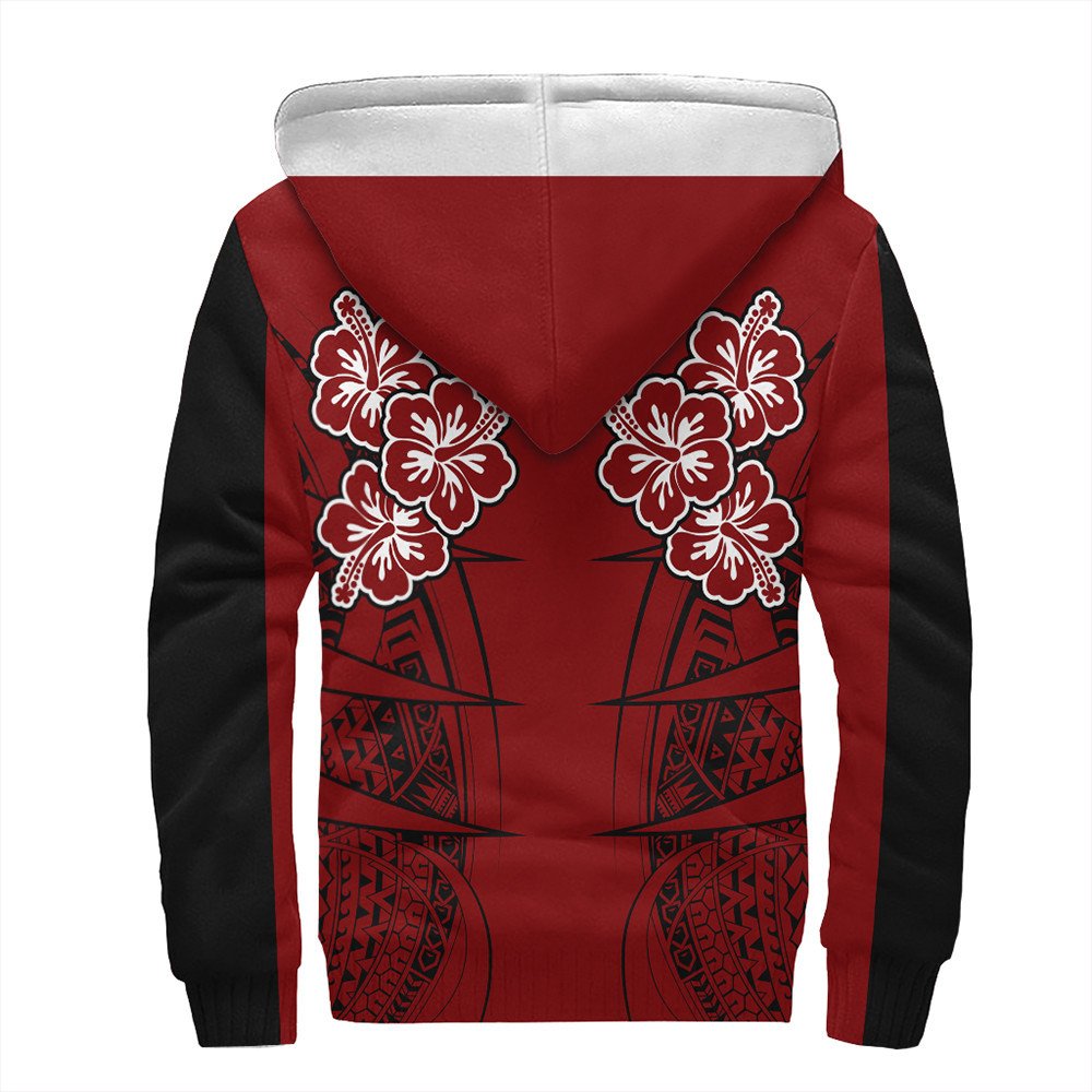 Polynesian Hoodie Personalized Hawaii Spearhead Hibiscus Polynesian Sherpa Hoodie LT10 - Wonder Print Shop