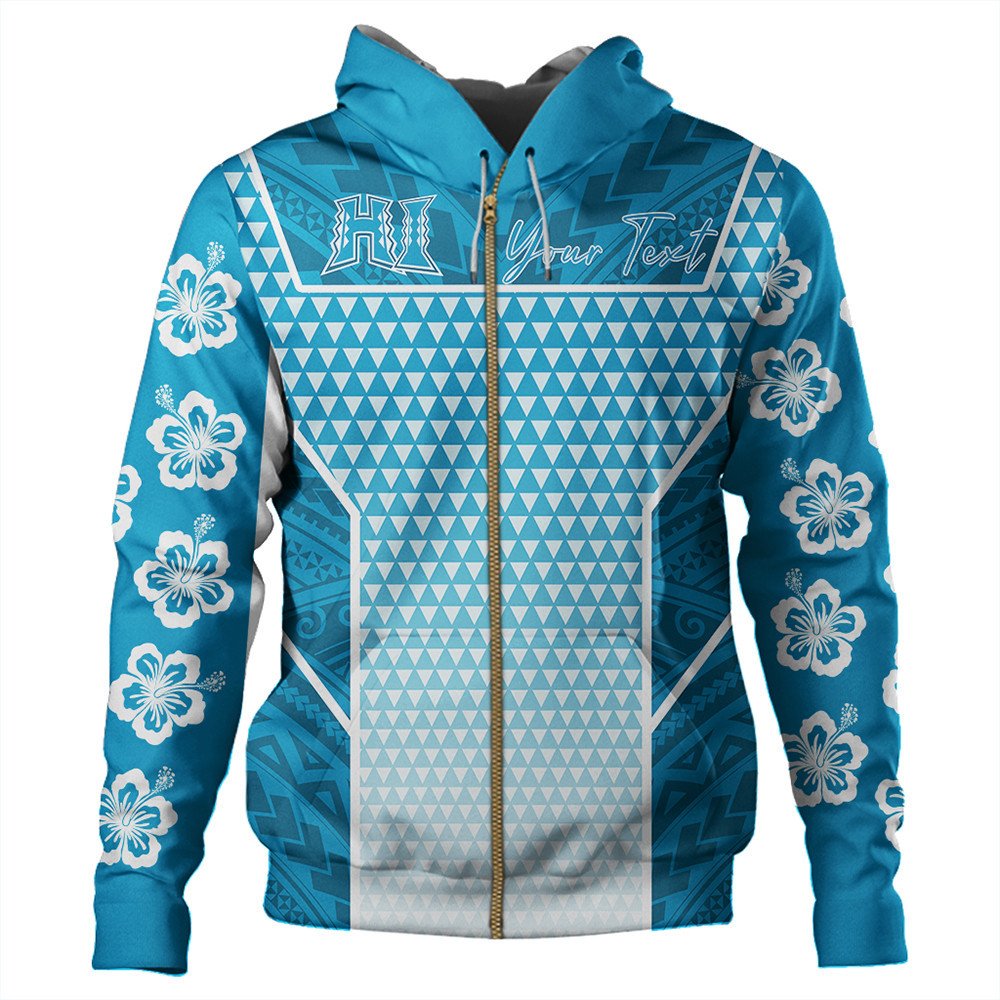 Polynesian Hoodie Custom Kakau Hawaii Polynesian Blue Gradient Zip Hoodie LT10 - Wonder Print Shop