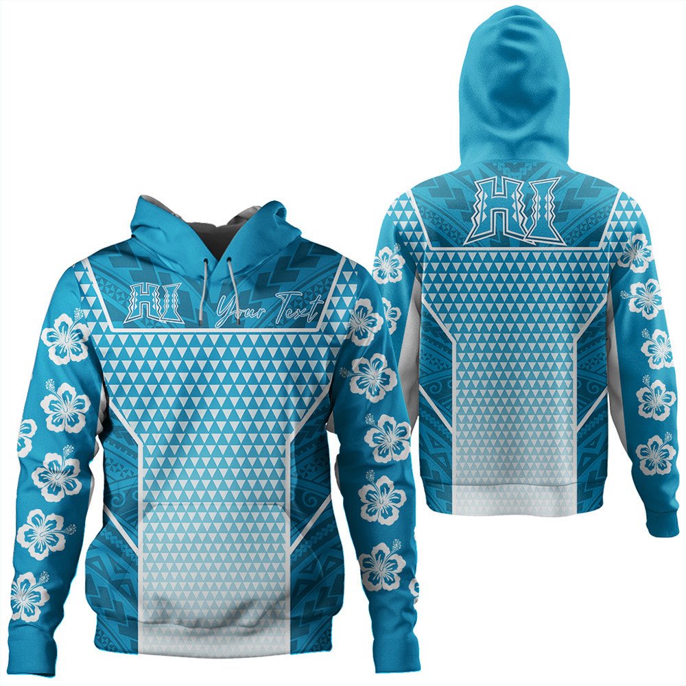 Polynesian Hoodie Custom Kakau Hawaii Polynesian Blue Gradient Hoodie LT10 - Wonder Print Shop