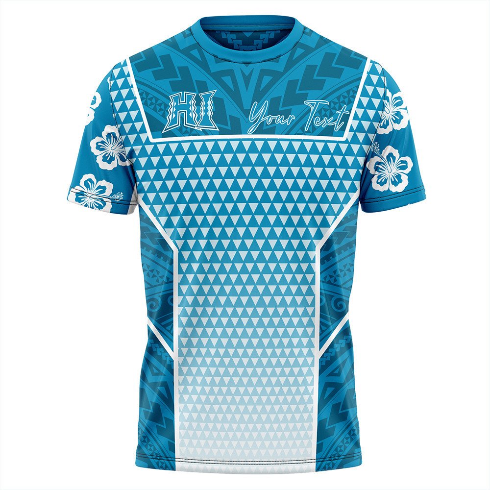 Polynesian T Shirt Personalized Kakau Hawaii Polynesian Blue Gradient T Shirt LT10 - Wonder Print Shop