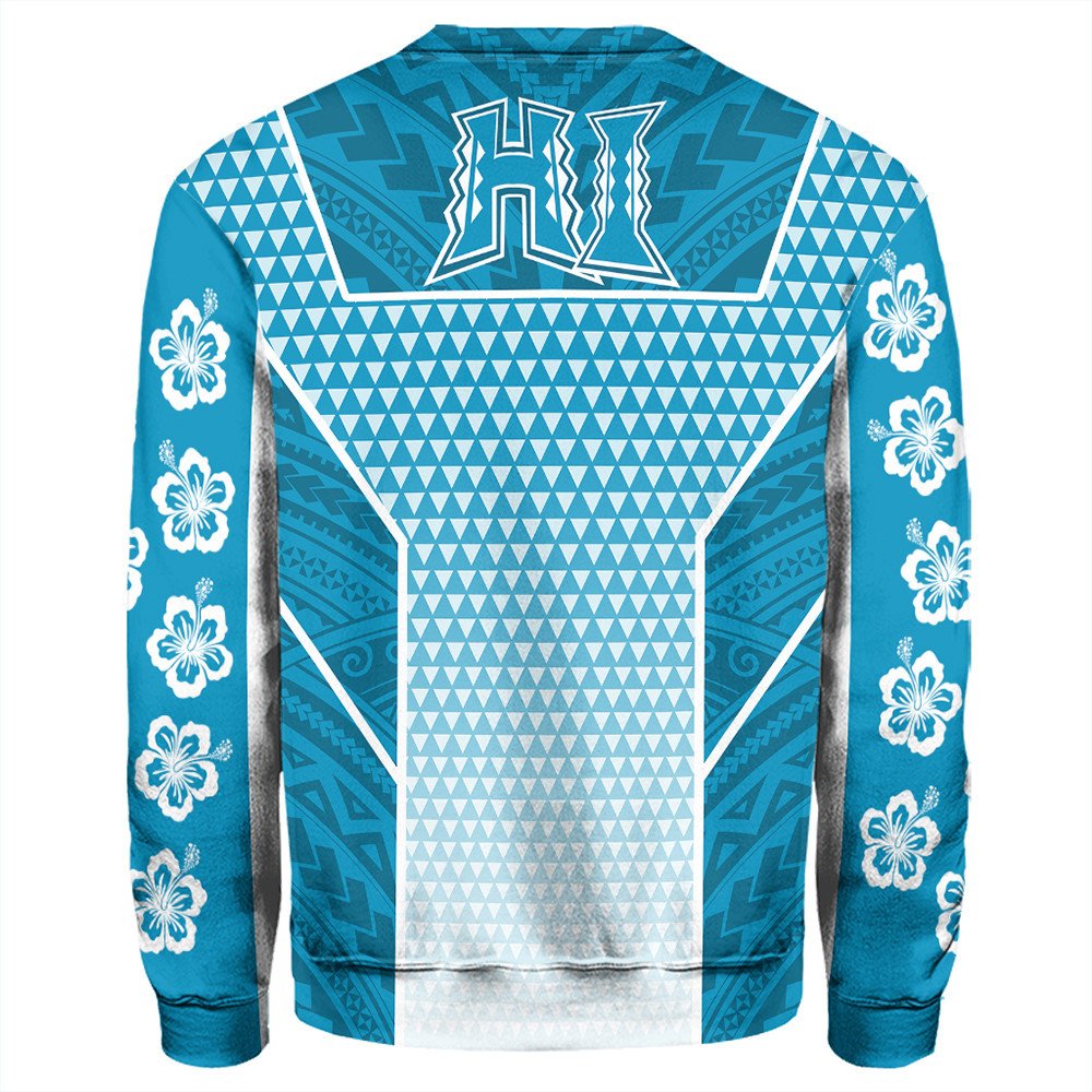 Polynesian Sweatshirt Personalized Kakau Hawaii Polynesian Blue Gradient Sweatshirt LT10 - Wonder Print Shop